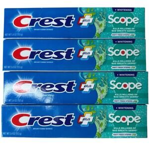 Crest Plus Scope Complete
Whitening MINTY FRESH
STRIPED Toothpaste 5.4 oz 4
Pack